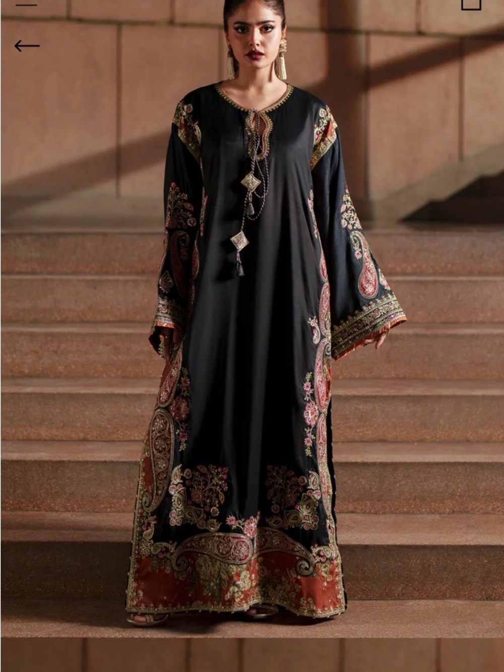 Pakistani ethnic trending kaftan suit embodied small perfect for eid party wear